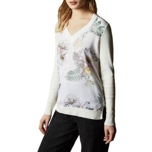 Ted Baker London Kaylaaa Woodland Woven Front Silk Blend Jumper Size 4